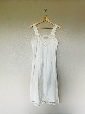 Vintage 1980s White Nancy Johnson Romantic Slip Dress